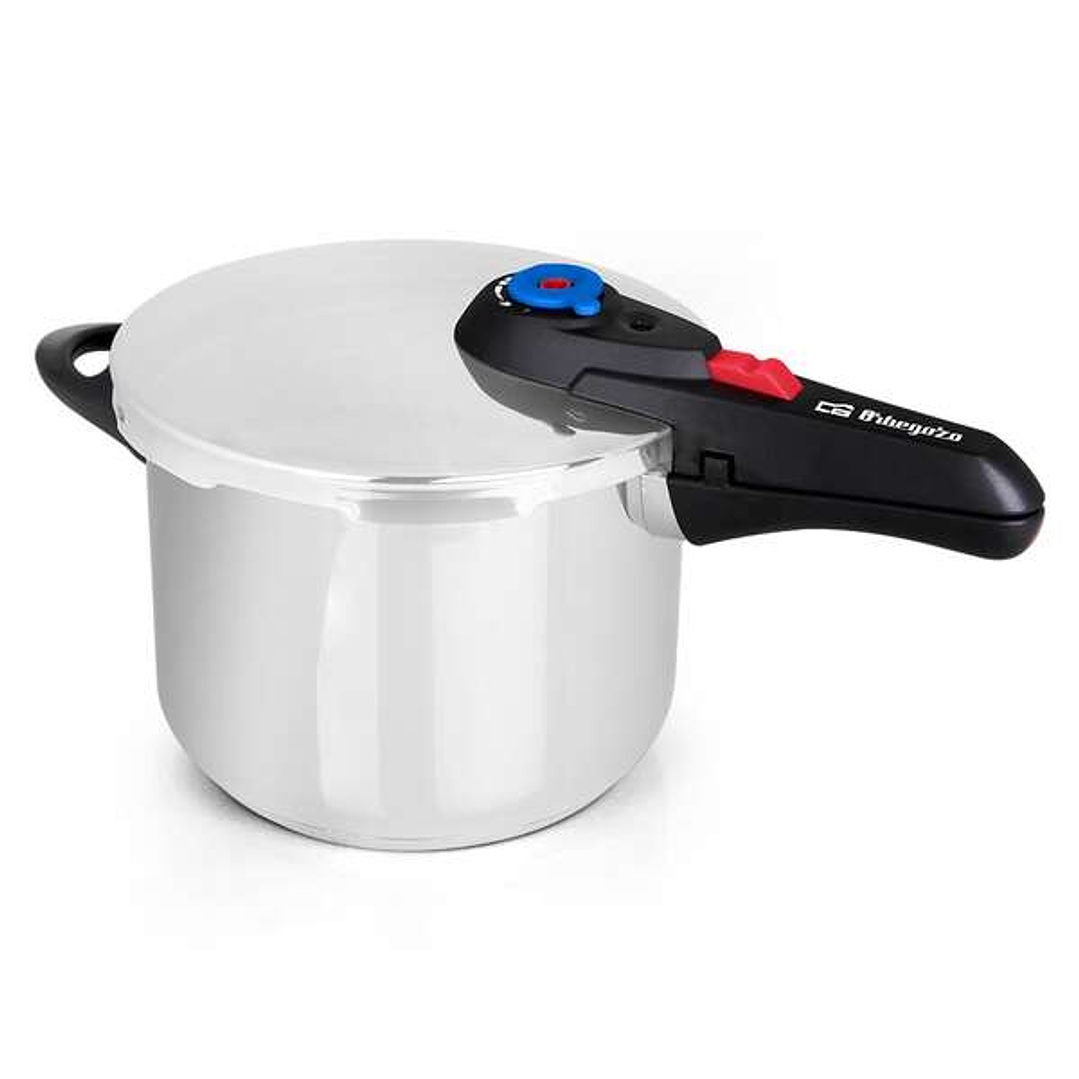 Orbegozo HP 8006 Olla a Presion de Acero Inoxidable 18/10 - Capacidad 8 Litros - Cinco Sistemas de Seguridad - Fondo Termo Difusor - Apto para Todo Ti 1