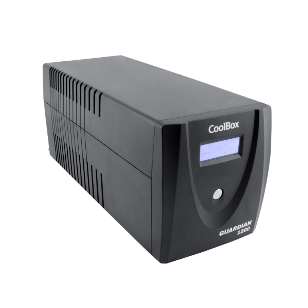 Coolbox Guardian3 SAI 1200VA 720W - 2x Schukos - USB - 2x RJ45 - Proteccion Completa Frente a Picos de Tension y Cortes de Suministro - Pantalla LCD 1