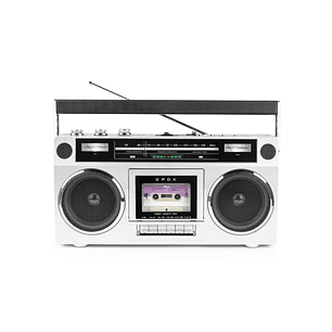 Bigben Blaster Radio Cassette Portatil Retro - Radio FM - Potencia Musical 15W - Bluetooth - Alimentacion de Corriente y Pilas