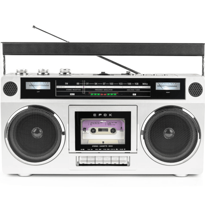 Bigben Blaster Radio Cassette Portatil Retro - Radio FM - Potencia Musical 15W - Bluetooth - Alimentacion de Corriente y Pilas 1