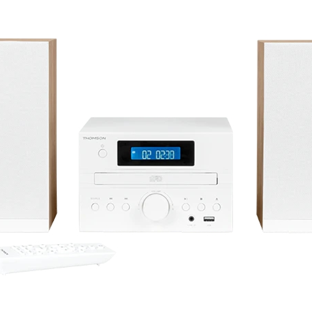 Thomson MIC121BT Micro Cadena 50W Bluetooth - Reproductor de CD, Radio FM - Tecnologia Bass Boost - Mando a Distancia - Color Blanco 1