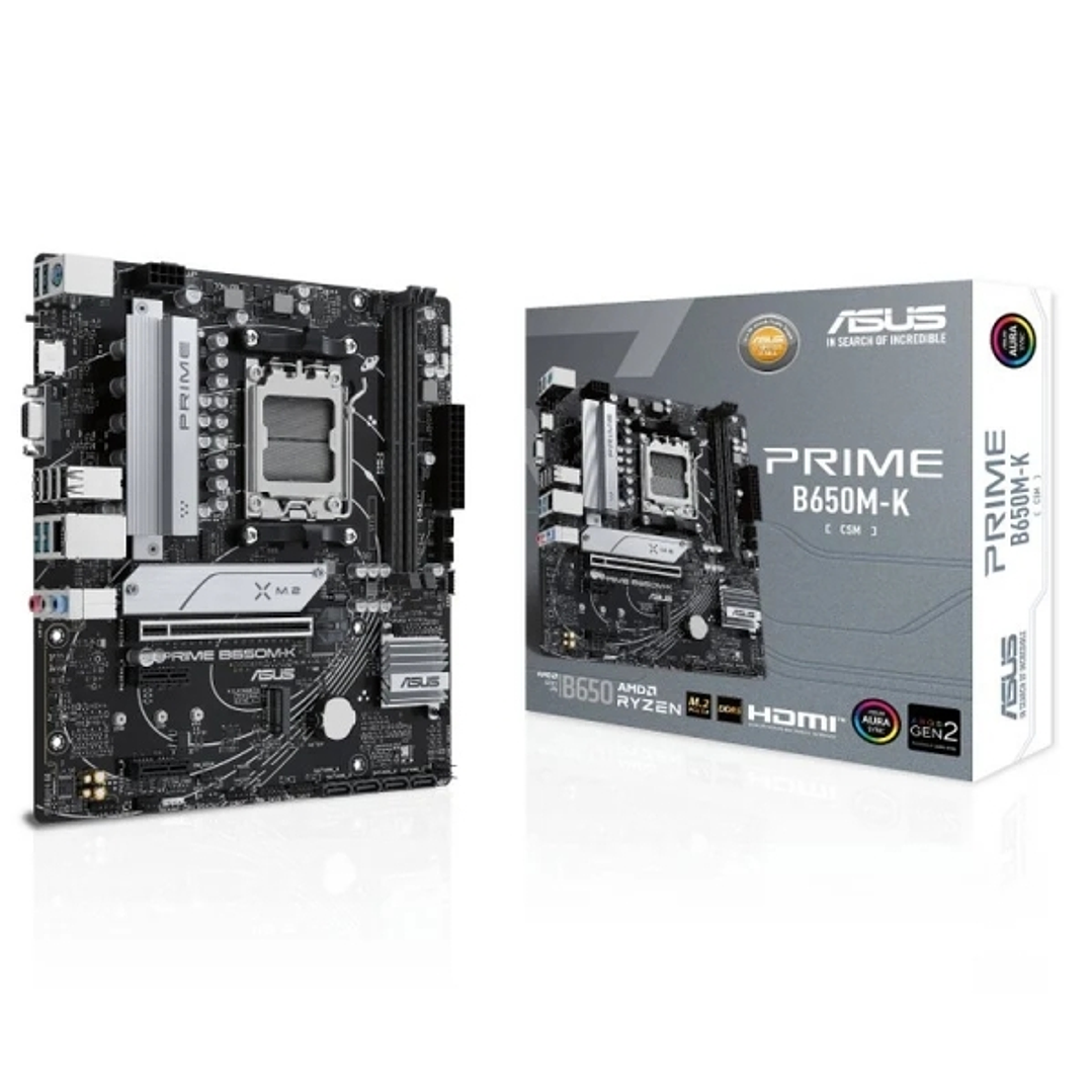 Asus Prime B650M-K Placa Base AMD AM5 2x DDR5 - HDMI, M.2, PCIe 4.0, 4x Sata III, USB 2.0, 3.2, RJ-45, VGA, Factor MicroATX 1