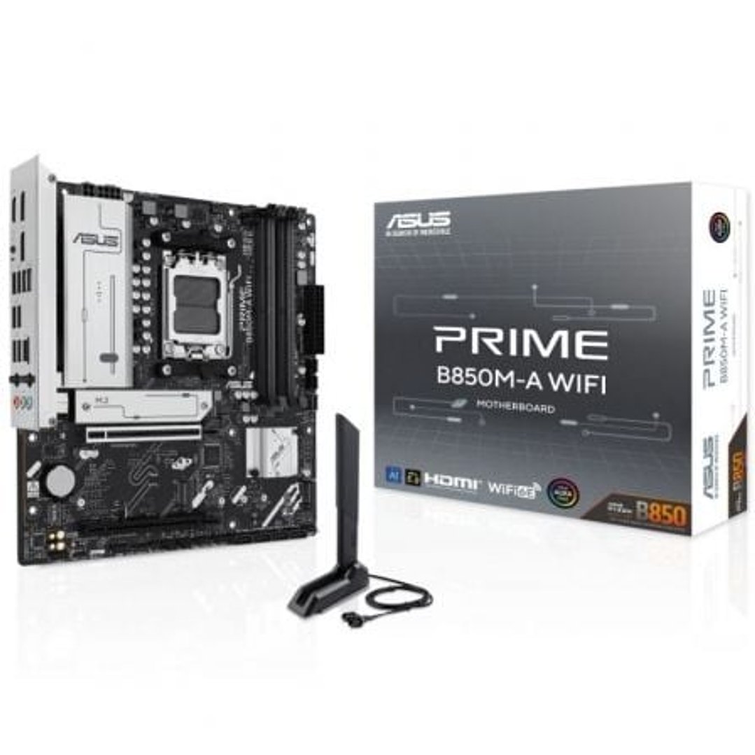 Asus Prime B850M-A WIFI Placa Base AM5 -WiFi, Bluetooth, 4x DDR5, 3x M2, 4x Sata III, PCIe 3.0, 4.0, USB 2.0, 3.2, USB-C, RJ-45, HDMI, DisplayPort - F 1