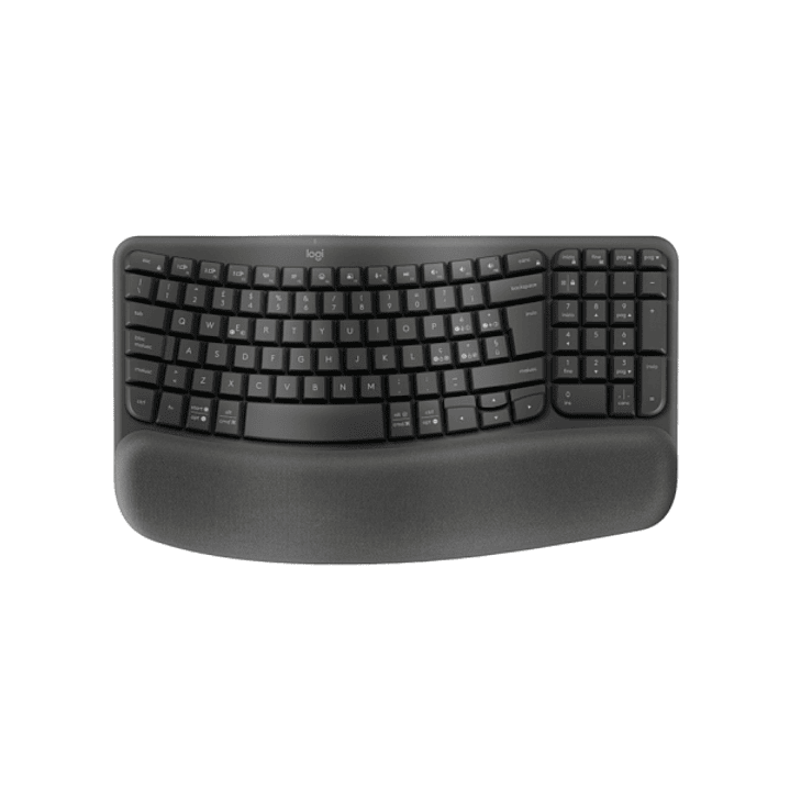 Logitech Wave Keys Teclado Inalambrico Ondulado - Indicadores Luminosos - Patas Ajustables - Autonomia hasta 36 Meses - Reposa Muñecas Acolchado 1