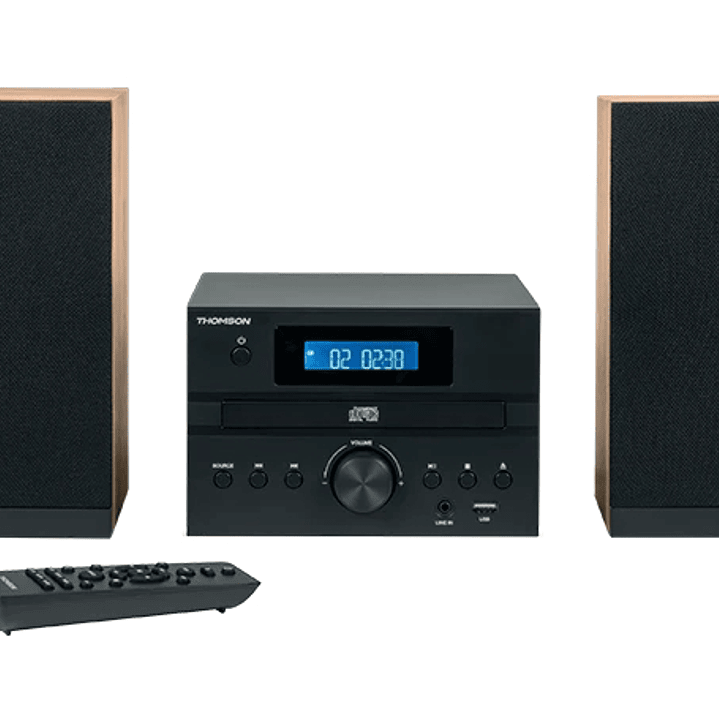 Thomson MIC123BT Micro Cadena 50W Bluetooth - Reproductor de CD, Radio FM - Tecnologia Bass Boost - Mando a Distancia - Color Negro/Madera 1