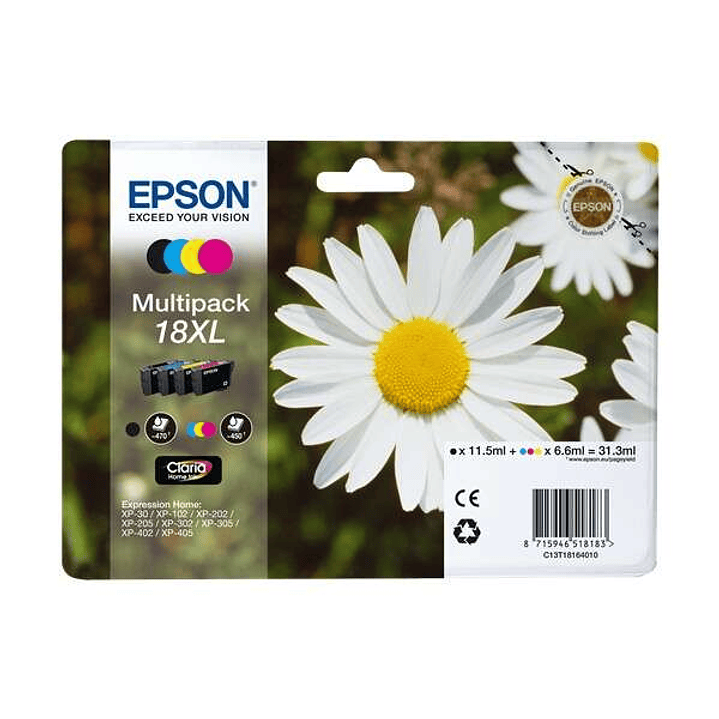 Epson T1816 (18XL) Pack de 4 Cartuchos de Tinta Originales - C13T18164012 1