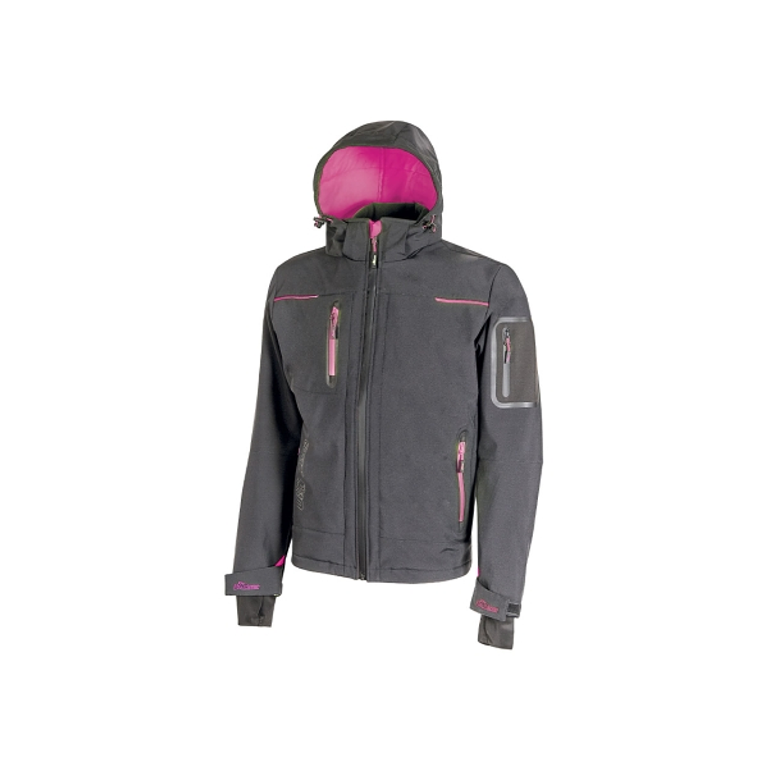 Upower Space Lady Chaqueta Softshell - Talla S - Membrana U-Tex, Repelente al Agua, a Prueba de Viento, Transpirable, Forro Micropolar, Capucha Desmon 1