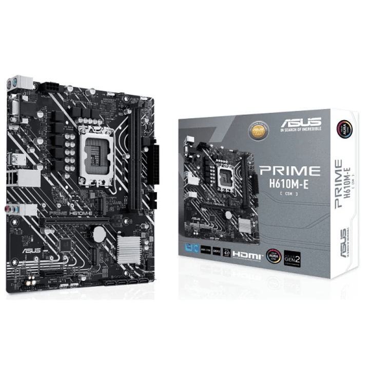 Asus Prime H610M-E-CSM Placa Base Intel1700 2x DDR5 - HDMI, VGA, M.2, PCIe4.0, 4x Sata III, RJ-45, USB 2.0, 3.2, DisplayPort, MicroATX 1