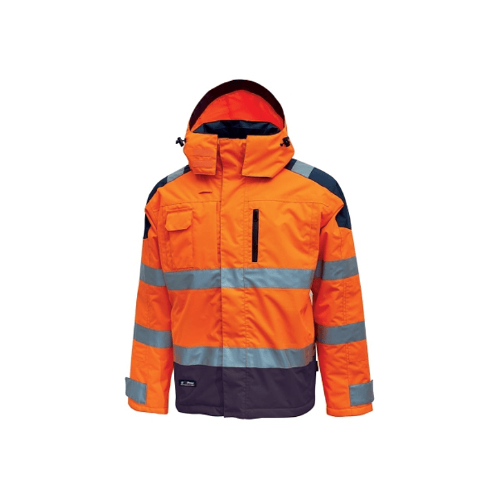 Upower Defender Parka Anti-Lluvia Impermeable y Transpirable - Talla XL - Rayas Reflectantes, Multiples Bolsillos, Capucha Desmontable, Proteccion DPI 1