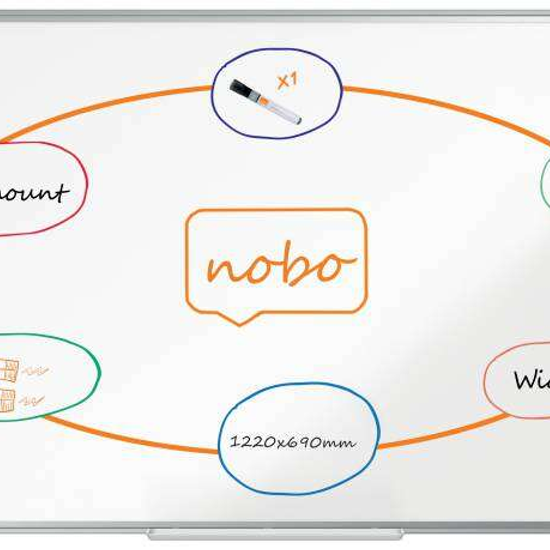 Nobo Premium Plus Pizarra Magnetica de Acero Lacado Panoramica 1220x690mm - Montaje en Esquina - Blanco 1