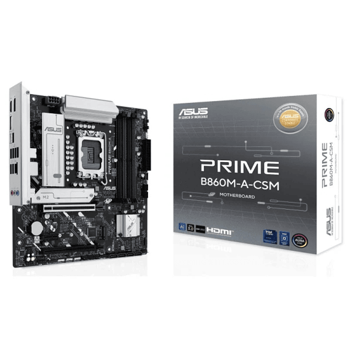 Asus Prime B860M-A-CSM Placa Base LGA 1851 - 4x DDR5, M2, 4x Sata III, PCIe 4.0, USB 2.0, 3.2, USB-C, RJ-45, HDMI, DisplayPort - Factor de Forma Micro 1