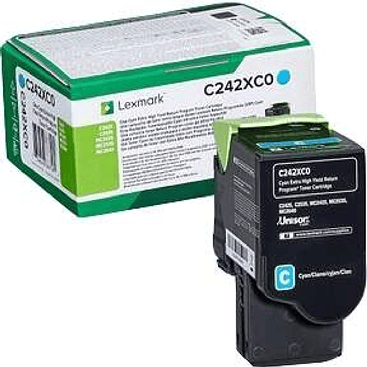 Lexmark C2425/C2535/MC2425/MC2535/MC2640 Cyan Cartucho de Toner Original - C242XC0 1
