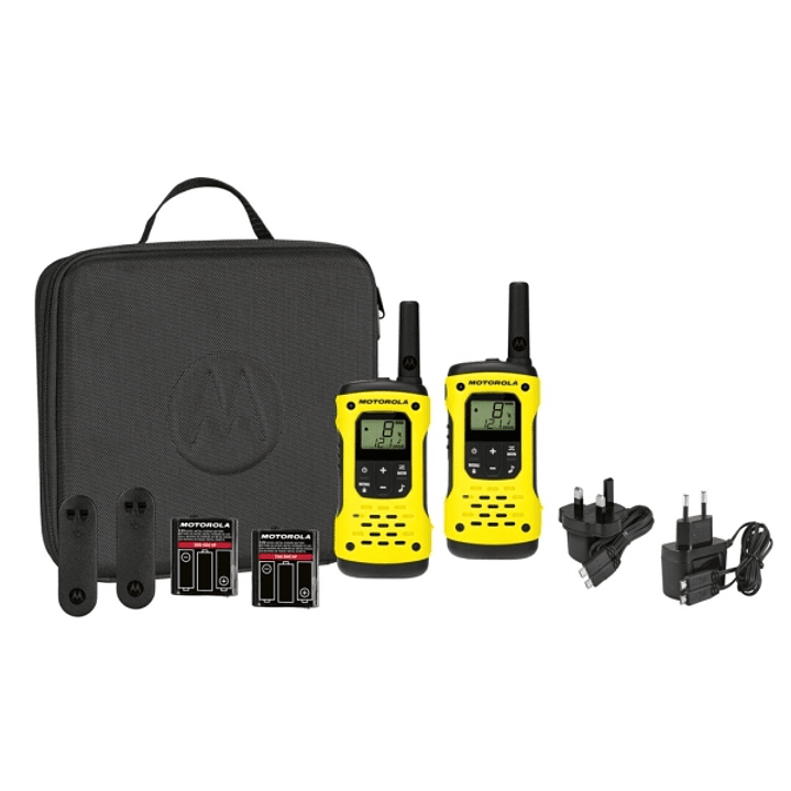 Motorola T92H2O Pack 2 Walkie Talkies - 8 Canales PMR446 + 121 Codigos - Alcance de hasta 10km - Autonomia hasta 16h - IP67 1