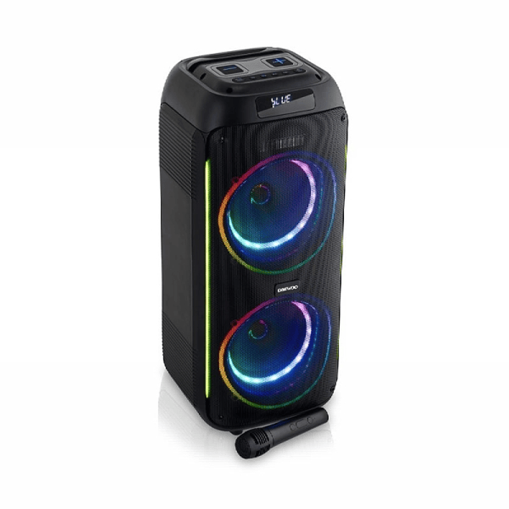Daewoo Altavoz Karaoke Inalambrico - 40W - Bluetooth - Radio FM - Bateria 2000mAh - Microfono Incluido - MicroSD - Jack 3.5mm - USB - Luz LED RGB - Re 1