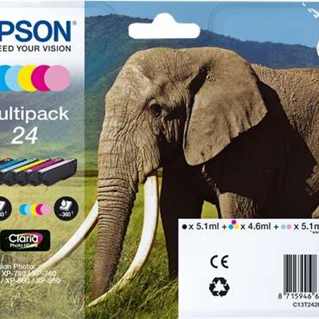 Epson T2428 (24) Pack de 6 Cartuchos de Tinta Originales - C13T24284011 1
