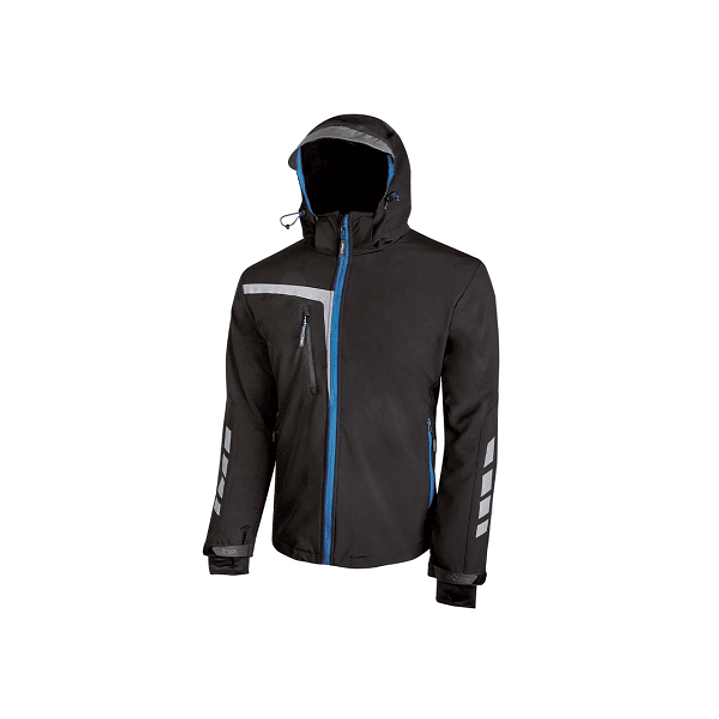 Upower Quick Chaqueta Soft Shell - Talla 3XL - Tejido Elastico Cortavientos Transpirable, Repelente al Agua, Bolsillo Impermeable con Free Sound, Deta 1