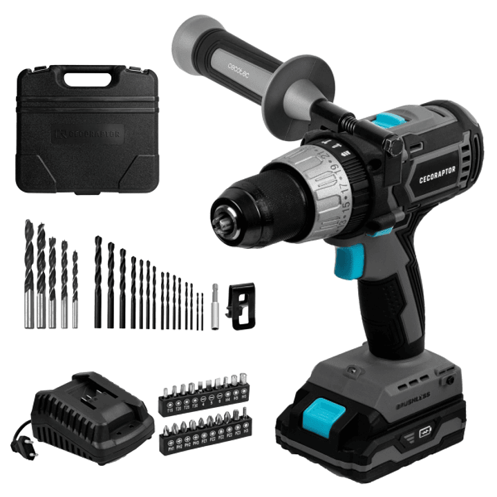 Cecotec CecoRaptor Perfect ImpactDrill 2020 Brushless Ultra Taladro Percutor Inalambrico - Torque 46Nm - 2000rpm - 3000Ipm - Bateria 2Ah 20V - Luz LED 1