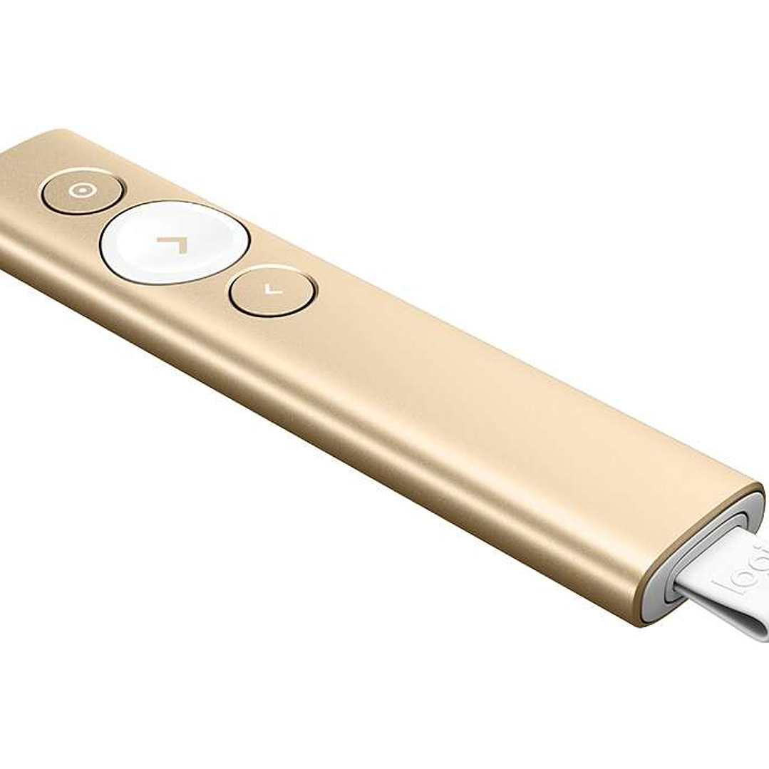 Logitech Spotlight Presentador Inalambrico - Radio de Accion 30m - Vibracion - Color Oro 1
