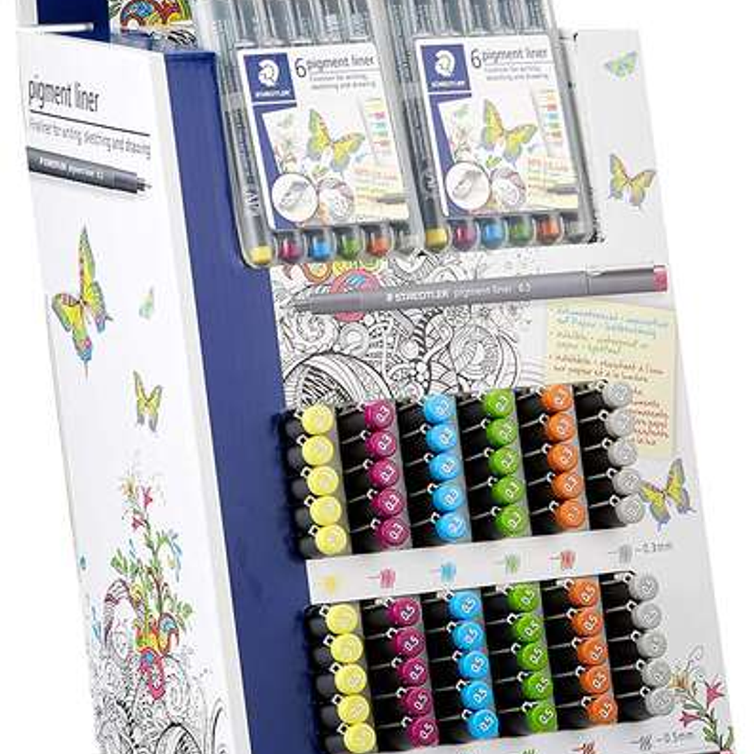 Staedtler Pigment Liner 308 Expositor con 60 Rotuladores + 10 Estuches - Colores Surtidos 1
