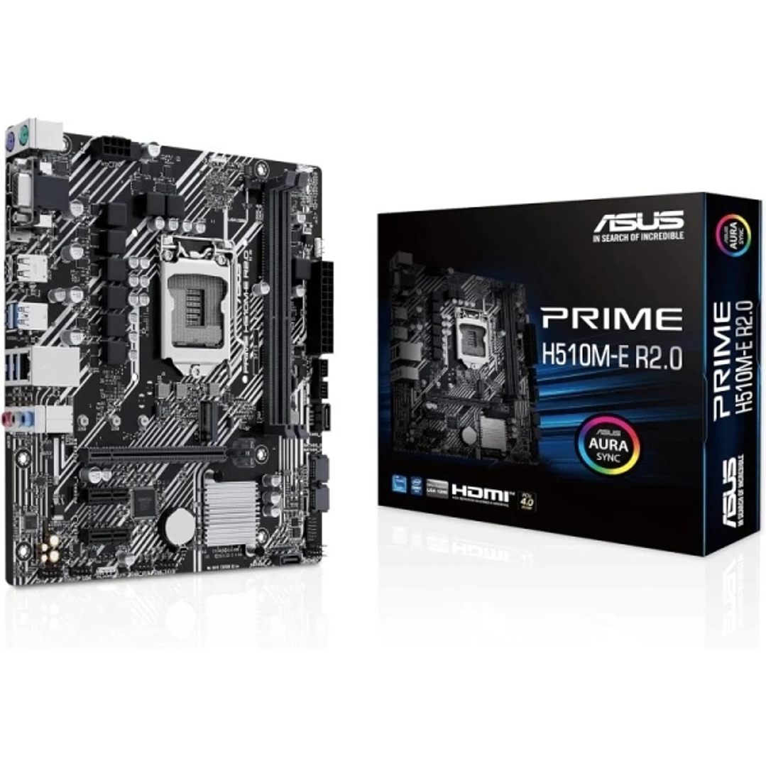 Asus Prime H510M-E R2.0 Placa Base Intel 1200 2x DDR4 - HDMI, VGA, PCIe 4.0, Ranura M.2 de 32 Gbps, Intel® 1GB Ethernet, USB 3.2 Gen 1 Tipo A, MicroAT 1