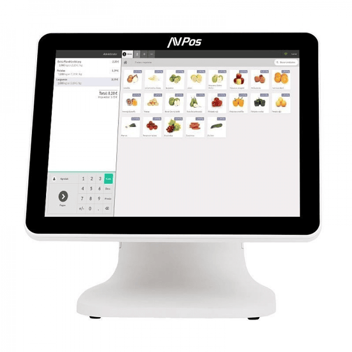 AVPos TPV K5000 Aluminio 15 Tactil Blanco - I7 - 8Gb Memoria - SSD 128gb - VGA y HDMI - Color Blanco 1