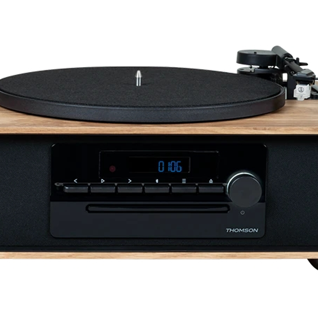 Thomson MIC300TT Micro Cadena 60W Bluetooth 5.0 con Tocadiscos Integrado - Reproductor de CD, Radio FM, Reproductor USB (MP3) - Mando a Distancia - Co 1