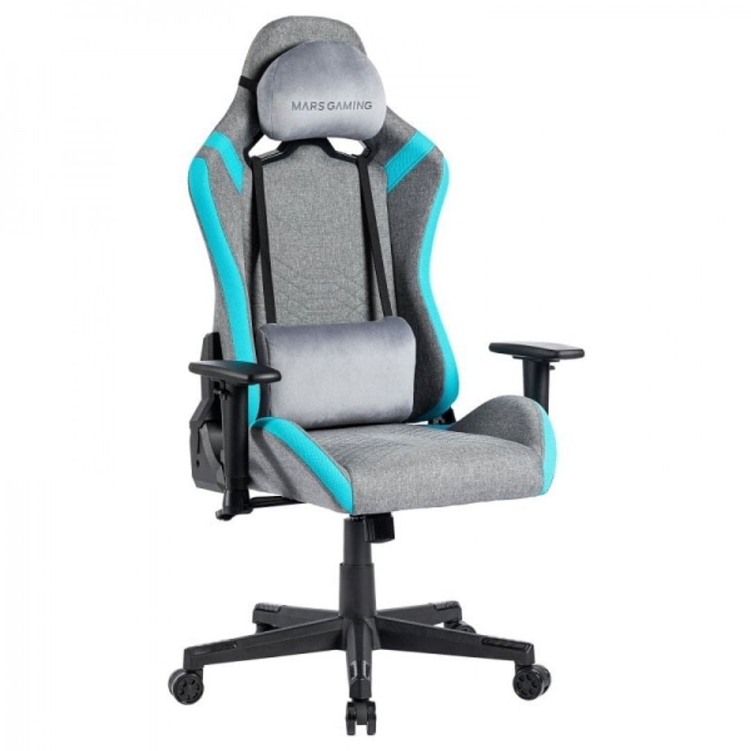 Mars Gaming MGC-PRO Silla Gaming - Fabric Transpirable - Cojines Soft-Touch - Reposabrazos 2D - Respaldo Reclinable - Soporta 150 kg - Base de Acero - 1