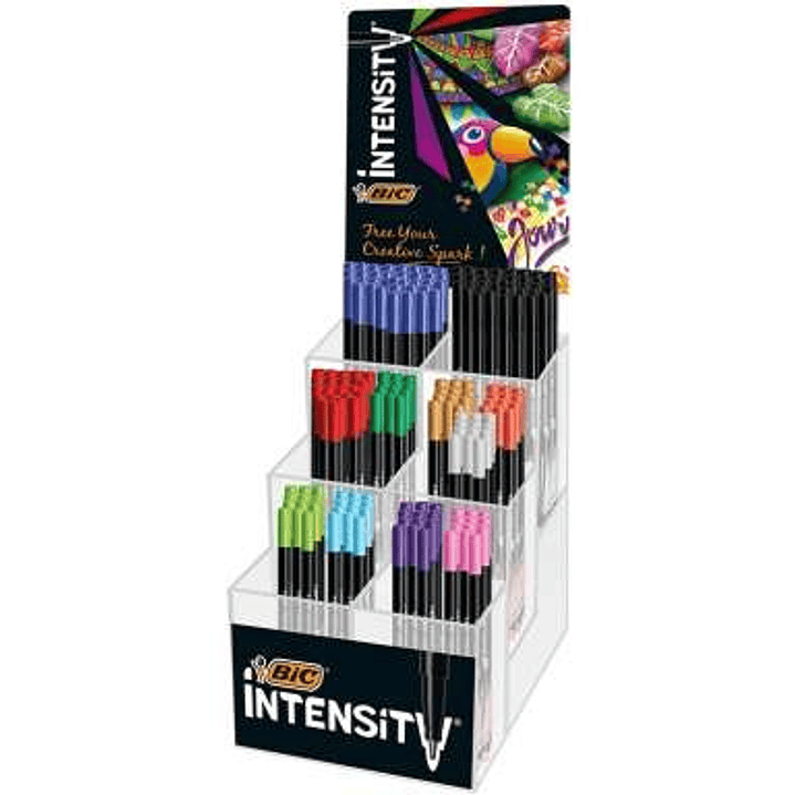Bic Intensity Fine Expositor de 192 Rotuladores - Punta Fina de 0.8mm - Trazo de 0.4mm - Colores Surtidos 1