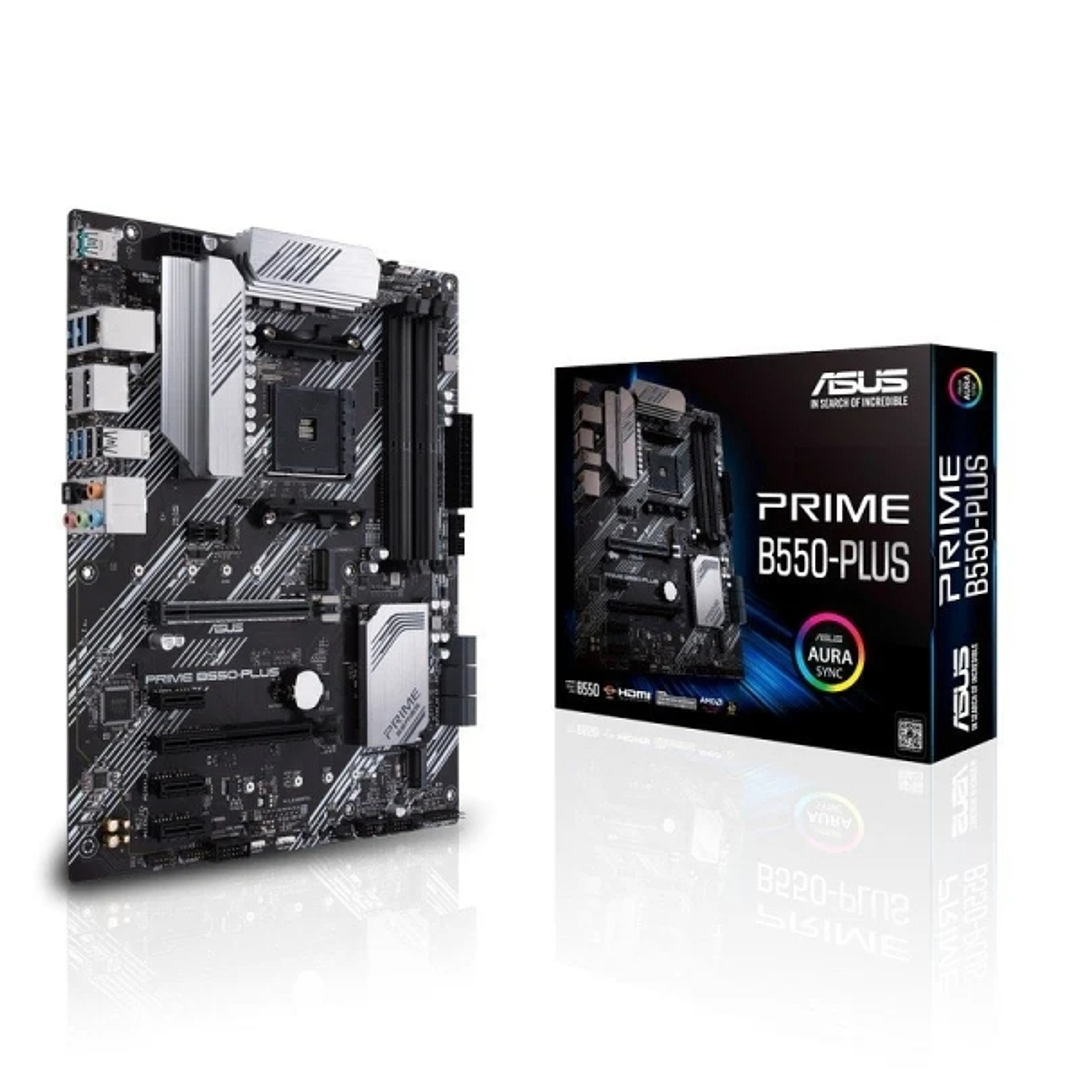 Asus Prime B550 Plus Placa Base AMD 4x DDR4, M.2, 6x SATA III, HDMI, DisplayPort, RJ-45, USB 2.0, 3.2 - Factor de Forma ATX 1