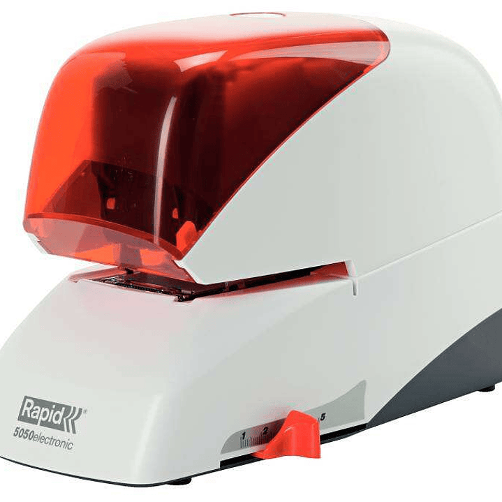 Rapid Grapadora Electrica Supreme R5050E - 50 Hojas - Carga de Cartucho - Duradera - Plata/Naranja 1