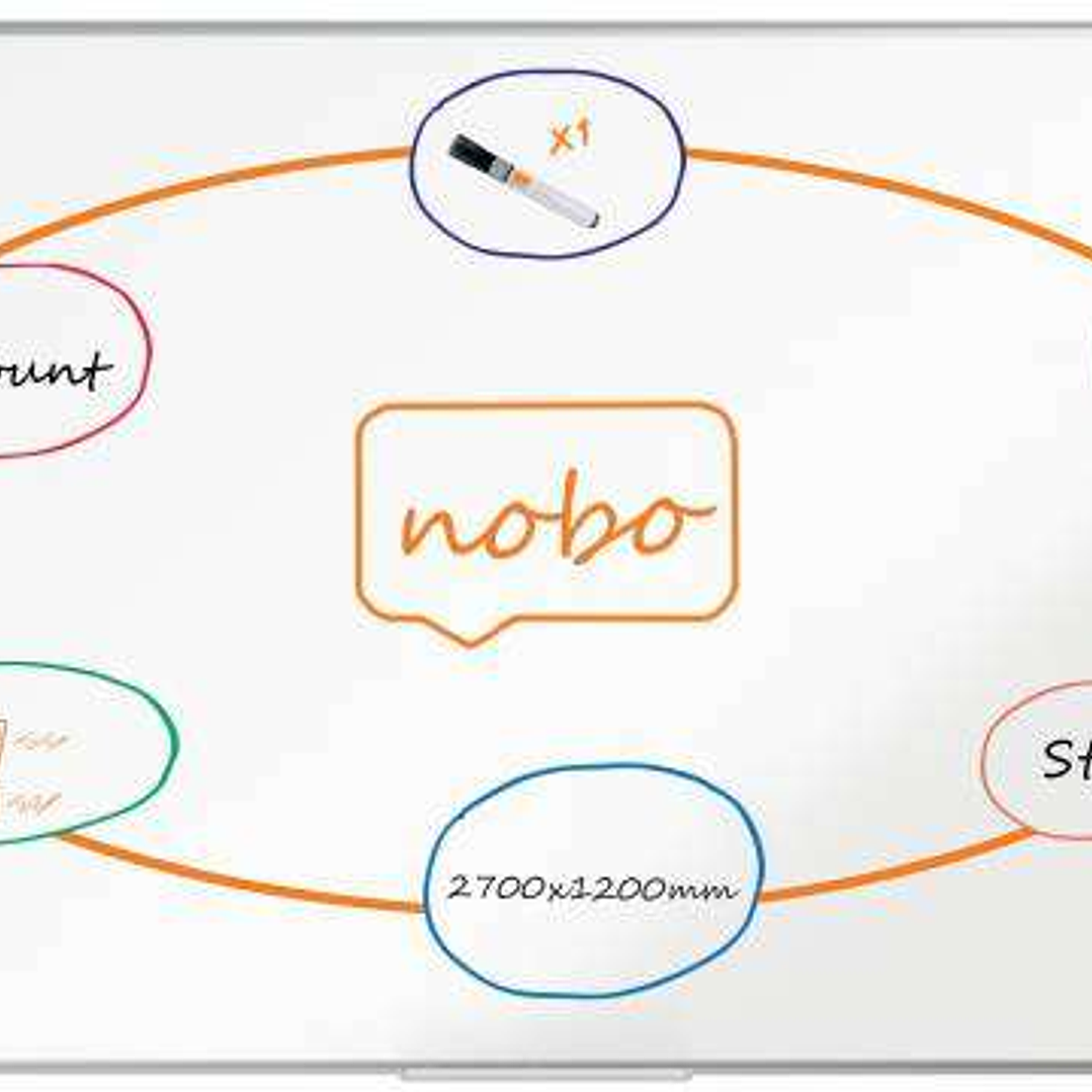 Nobo Premium Plus Pizarra Magnetica de Acero Vitrificado 2700x1200mm - Montaje en Esquina - Superficie de Borrado Superior - Color Blanco 1