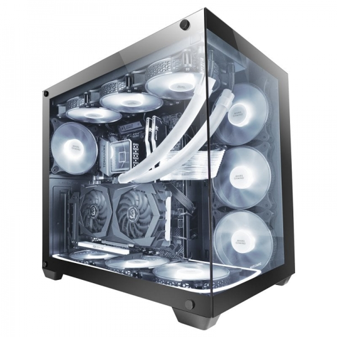 Mars Gaming MCV4 Torre Gaming Custom Premium - Cristal Templado Sin Marco - Estructura Modular Doble Camara - Soporte 10 Ventiladores - E-ATX XXL - Co 1
