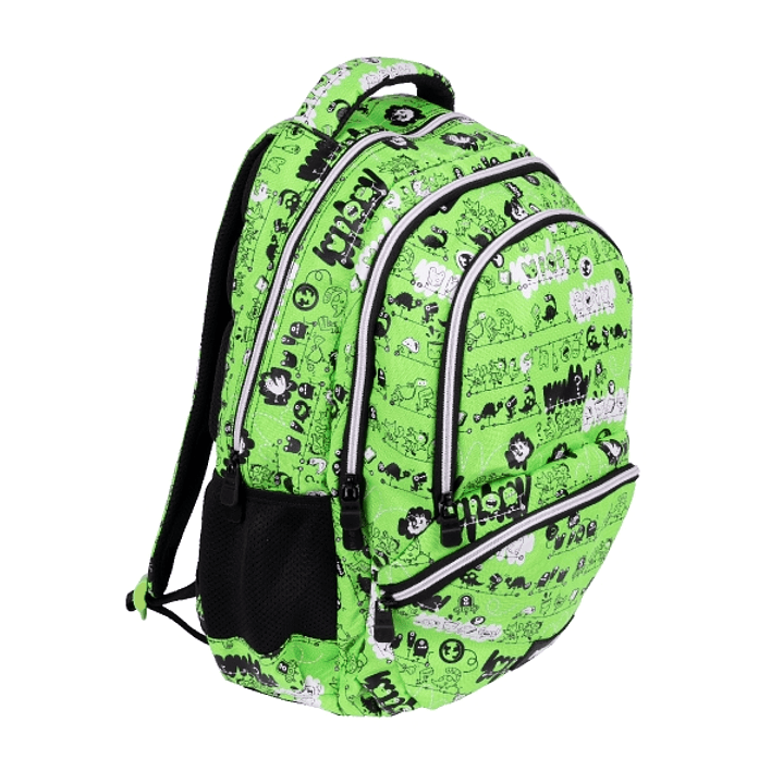 Milan Tandem 2 Mochila Escolar 25L - Bolsillos Laterales de Malla - Compartimento Interior para Portatil - 4 Cremalleras - 46.5x30x17cm - Color Verde 1