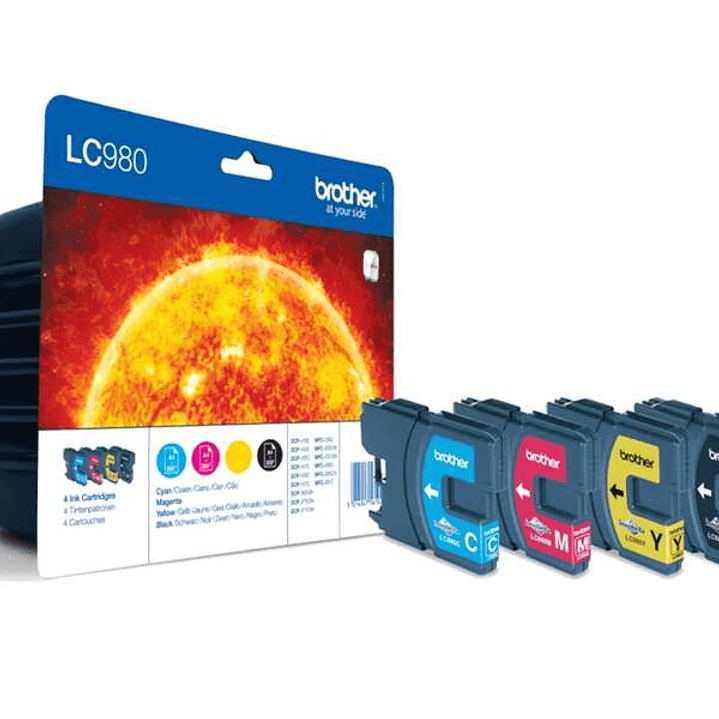 Brother LC980 Pack de 4 Cartuchos de Tinta Originales - LC980VALBP 1