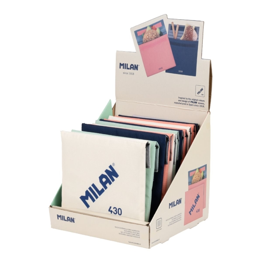 Milan Coleccion 430 Expositor con 12 Bolsas Isotermicas Porta Alimentos 0.3L - Forro Interior Isotermico - Colores Surtidos 1