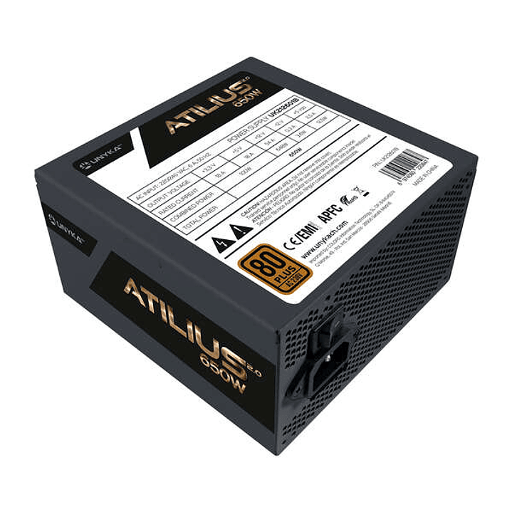 Unykach Atilius 2.0 Black 650W 80 Plus Bronze Fuente de Alimentacion 650W ATX 2.3 - APFC - Ventilador 120mm 1