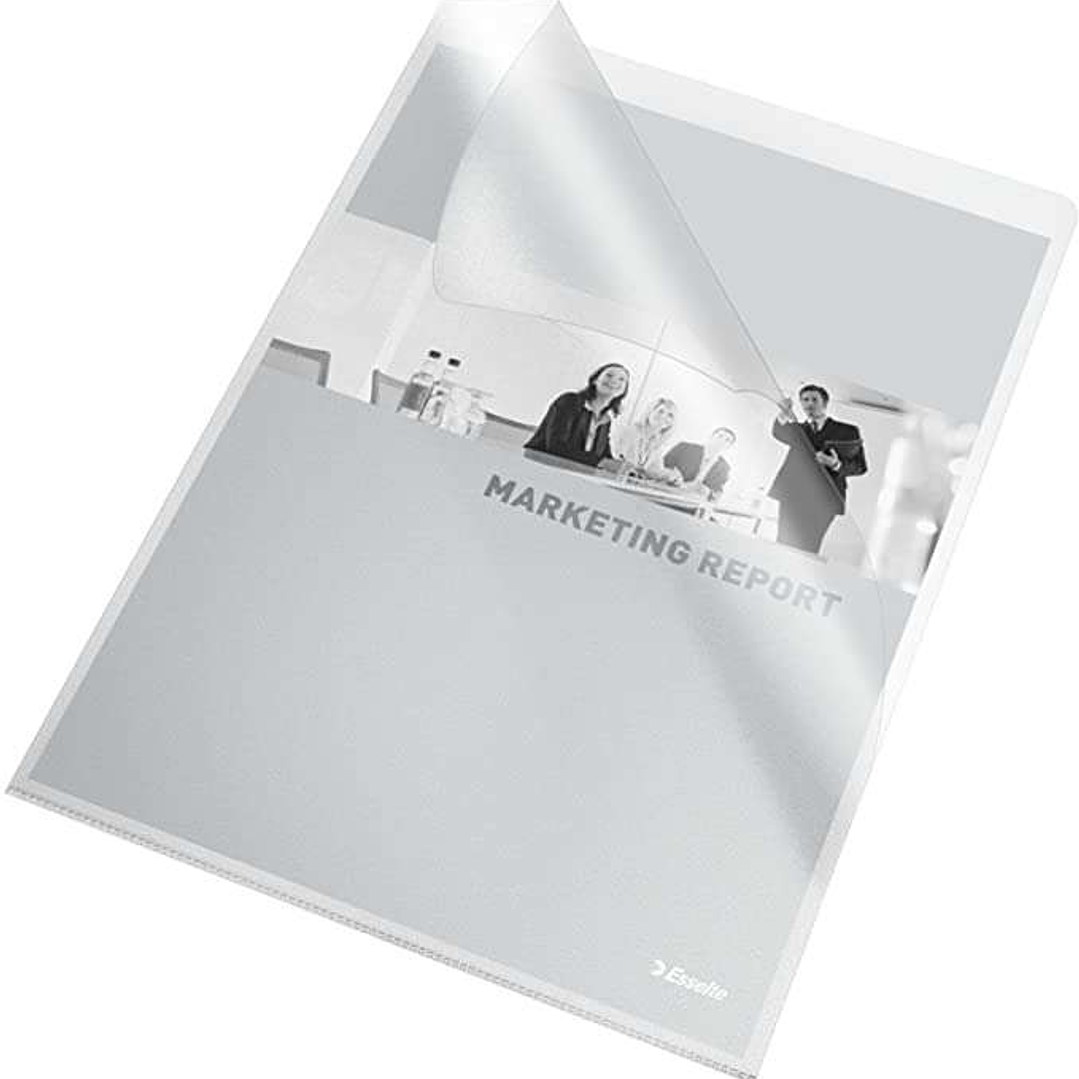Esselte 30Q Caja de 100 Dossiers Uñero - Formato Folio - PVC Flexible - Grosor 140 Micras - Color Transparente 1