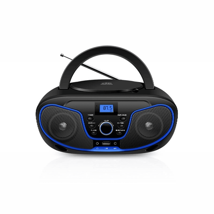 Daewoo Radio CD - USB - Jack 3.5mm - Bluetooth - Sintonizacion Automatica - Asa de Transporte - Pantalla LCD - Color Negro y Azul 1