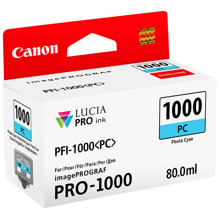 Canon PFI1000 Cyan Photo Cartucho de Tinta Original - PFI1000PC/0550C001 1