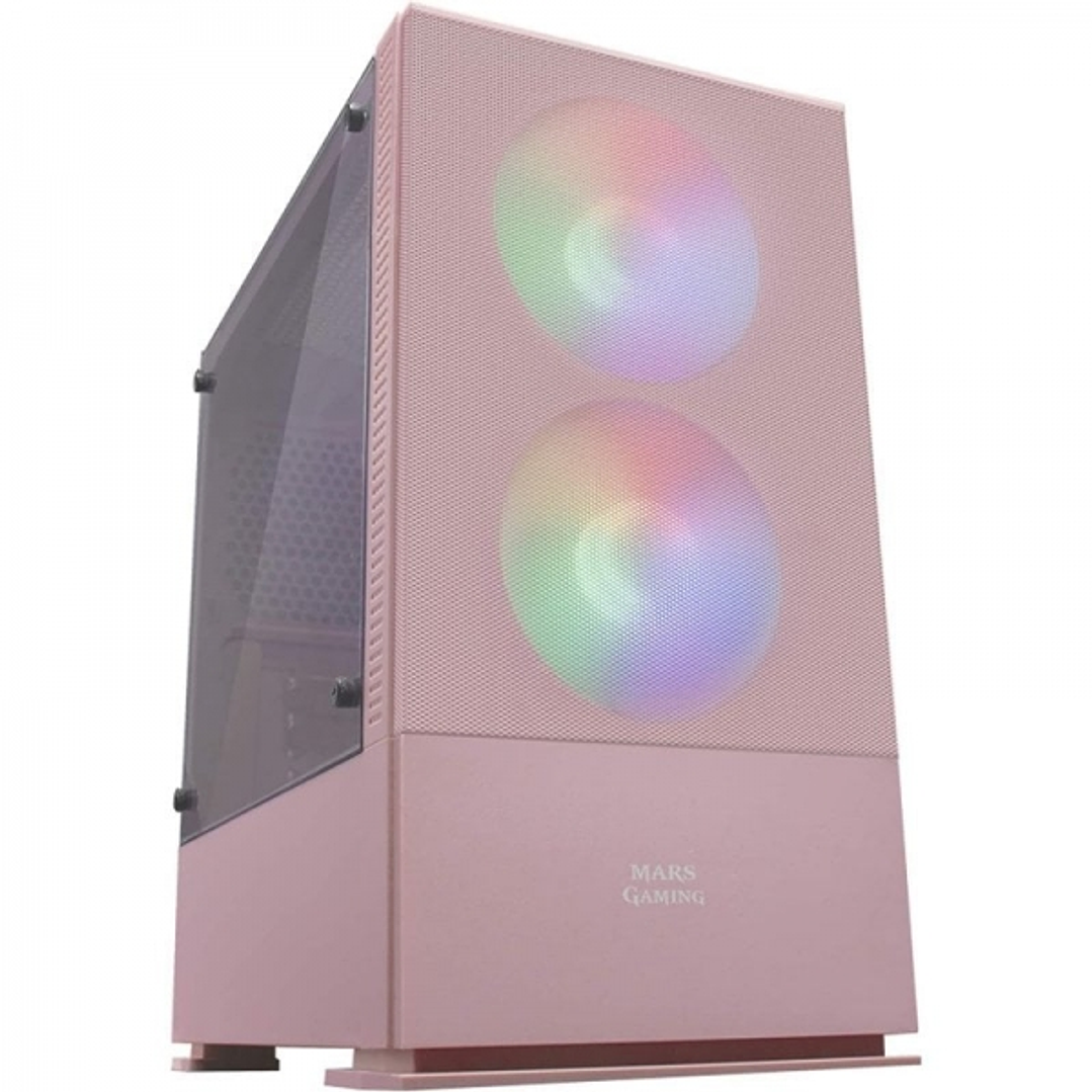 Mars Gaming MCZ Mini Tower Gaming - RGB Avanzado - Soporte Refrigeracion Liquida - Ventana Lateral - Gestion de Cables Eficiente - Edicion FULL PINK - 1