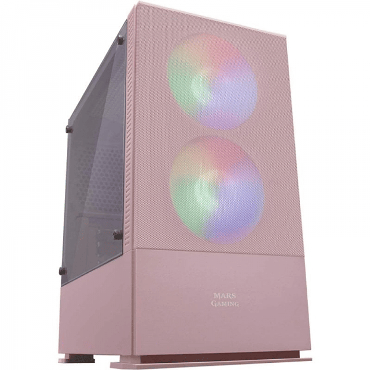 Mars Gaming MCZ Mini Tower Gaming - RGB Avanzado - Soporte Refrigeracion Liquida - Ventana Lateral - Gestion de Cables Eficiente - Edicion FULL PINK - 1