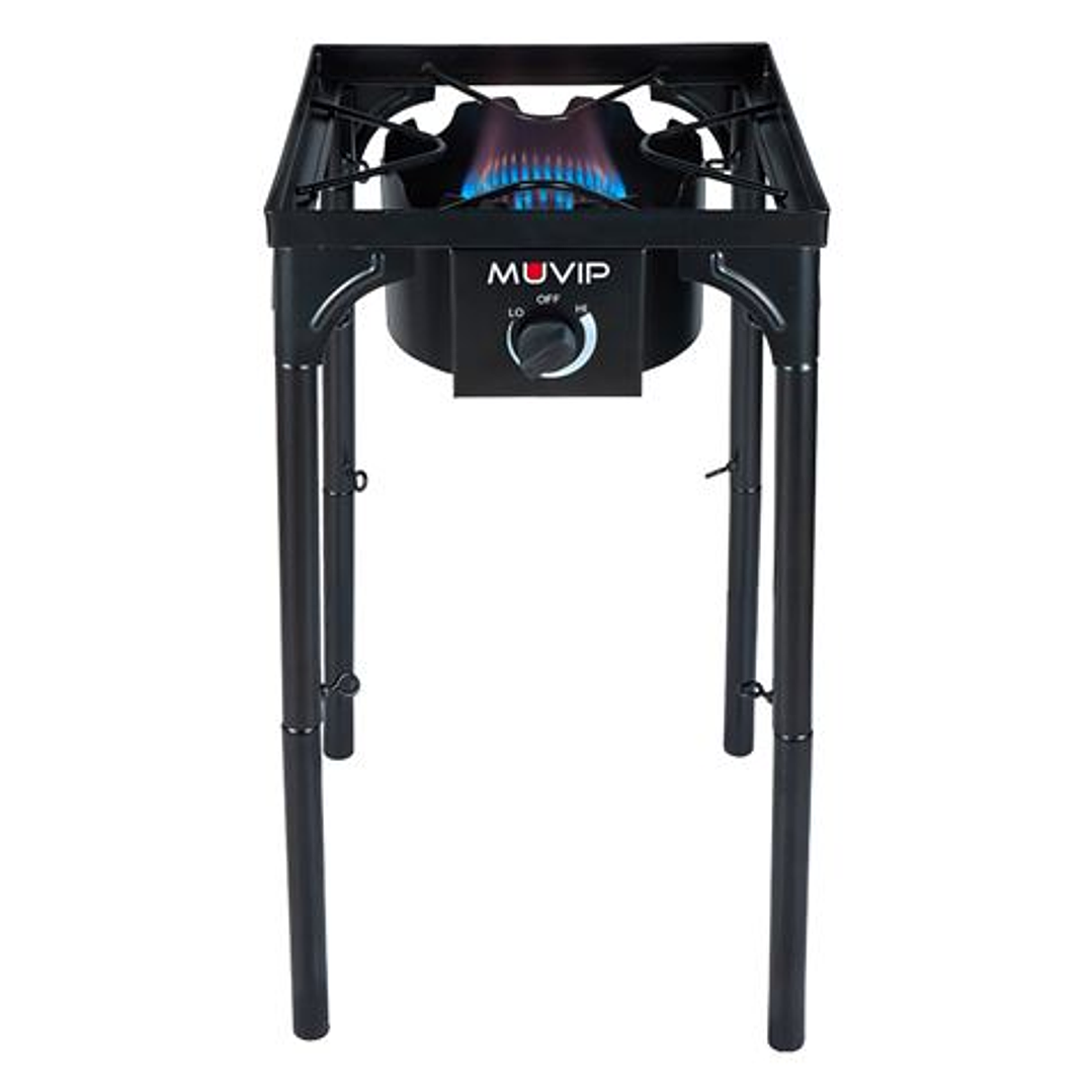 Muvip MV0633 Fogon de Gas Alta Potencia - Quemador de Hierro Fundido - Potencia 4,6kW - Estructura Reforzada  - Llave de Regulacion de Gas - Proteccio 1