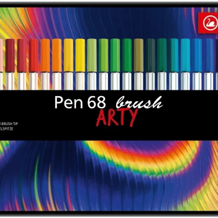 Stabilo Pen 68 Brush Arty Caja Metalica de 30 Rotuladores - Punta de Pincel - Tinta a Base de Agua - Colores Surtidos 1