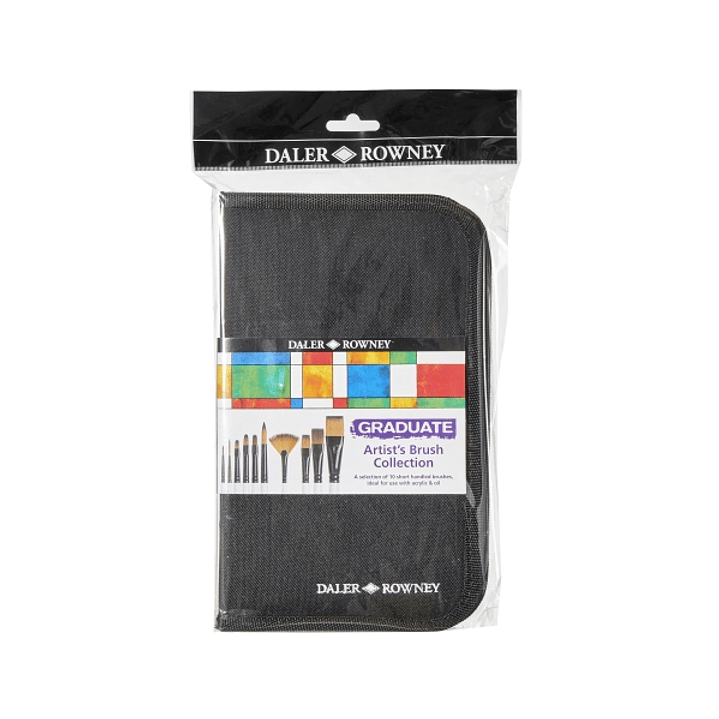 Daler Rowney Graduate Pack de 10 Pinceles Multitecnica - Pelo Sintetico - Mango Corto - Estuche con Cremallera 1