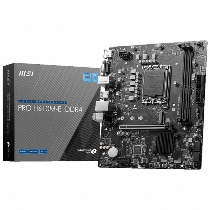 MSI Pro H610M-E Placa Base Intel  LGA 1700 2x DDR4 - HDMI, VGA, 4x Sata III, RJ-45, USB 2.0/3.2, MicroATX 1