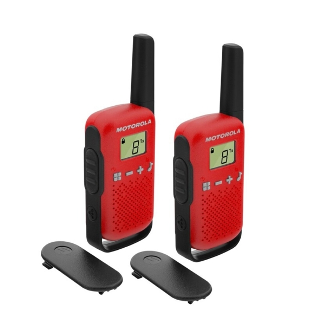 Motorola T42 Pack 2 Walkie Talkies - 16 Canales PMR446 - Alcance hasta 4Km - Autonomia hasta 18h - Color Rojo 1