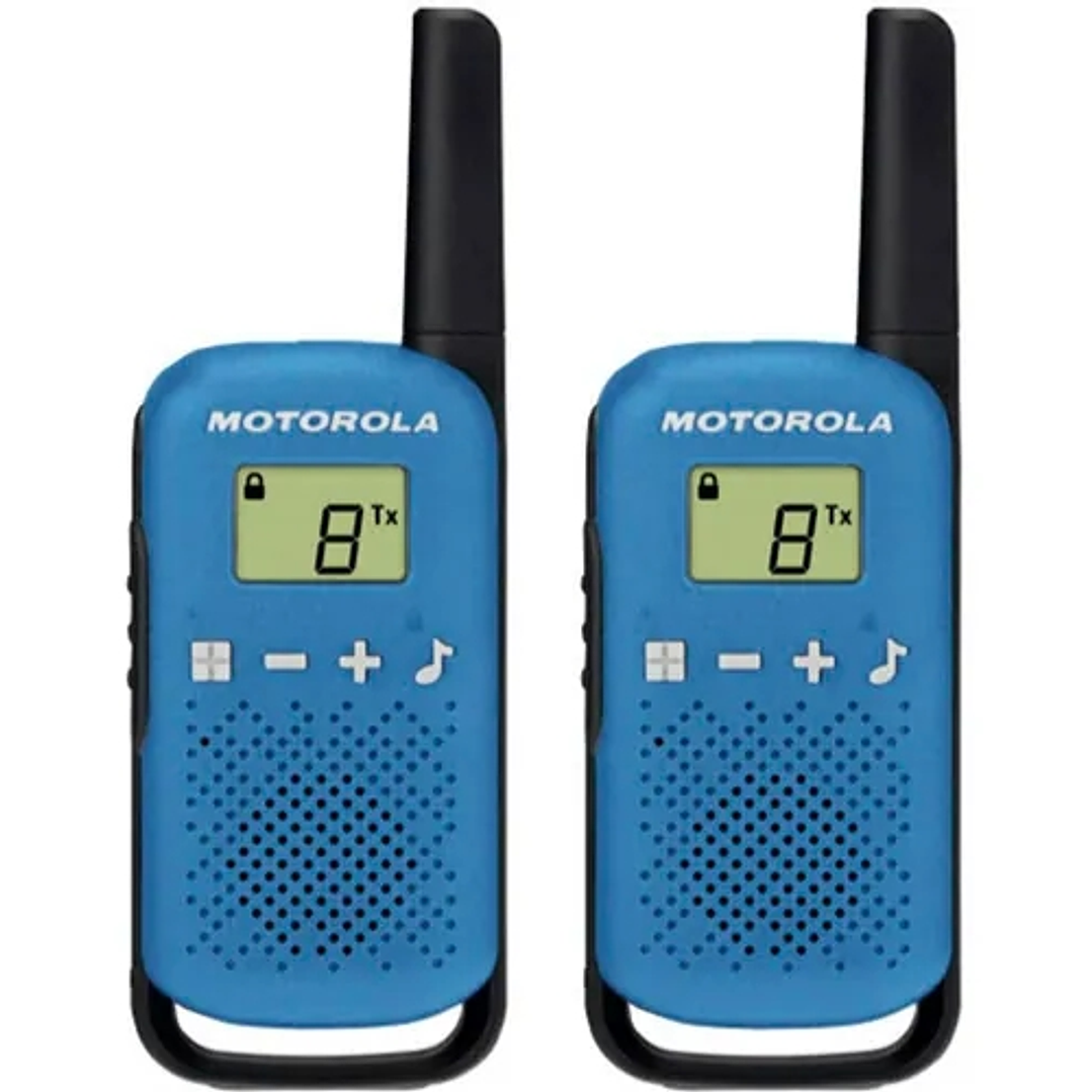 Motorola T42 Pack 2 Walkie Talkies - 16 Canales PMR446 - Alcance hasta 4Km - Autonomia hasta 18h - Color Azul 1