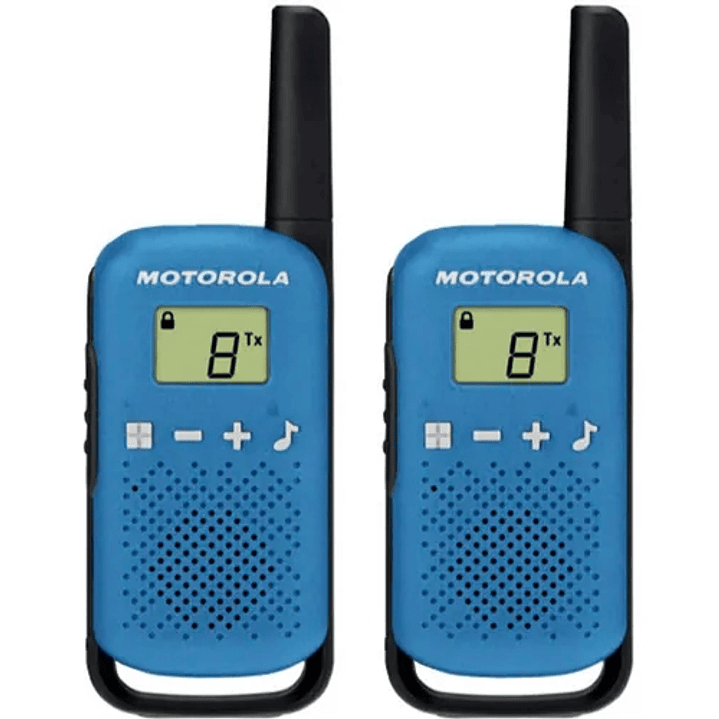 Motorola T42 Pack 2 Walkie Talkies - 16 Canales PMR446 - Alcance hasta 4Km - Autonomia hasta 18h - Color Azul 1