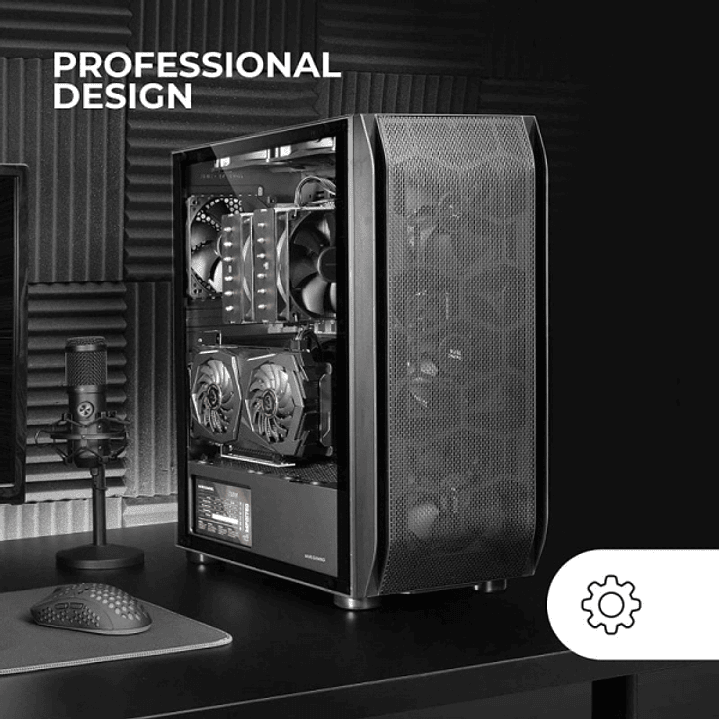 Mars Gaming MC-PRO2 Torre PC - 5 Ventiladores Ultra-Silenciosos - Soporte Refrigeracion Liquida - Ventana Cristal Templado - Color Negro 1