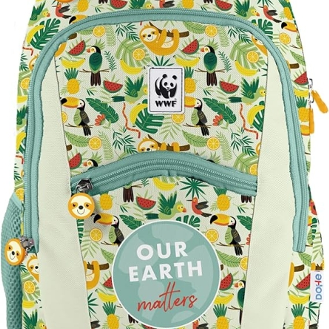 Dohe WWF Tropic Mochila Escolar - Compartimento Principal con Bolsillo Acolchado - Bolsillos Laterales para Bebidas - Espalda Acolchada - Doble Asa Su 1